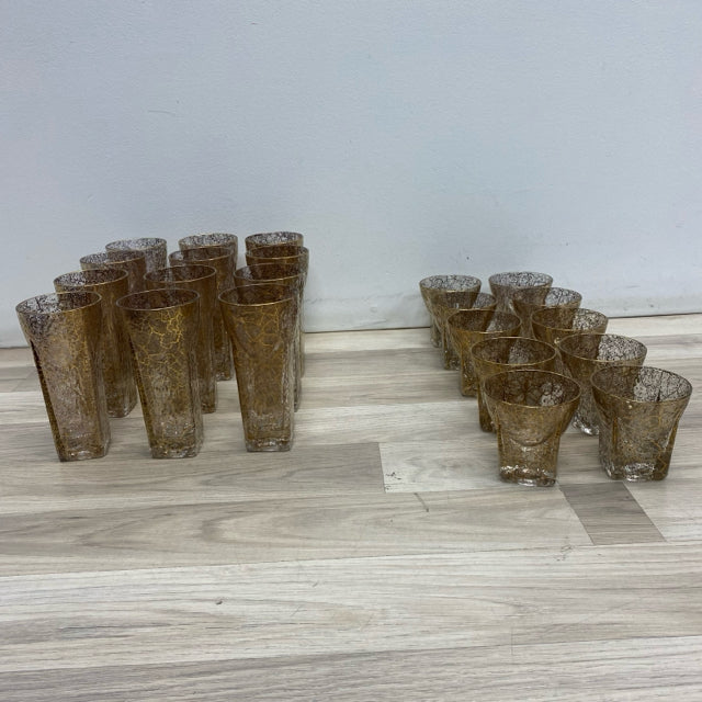 Gold Pattern Tall Glassware - Set of 12