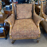 Century Brown Fabric Pattern Arm Chair