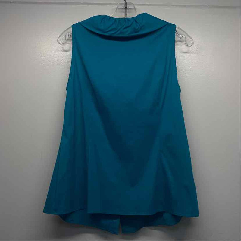 Lafayette 148 Size S Women's Teal Solid Button Up Sleeveless Top