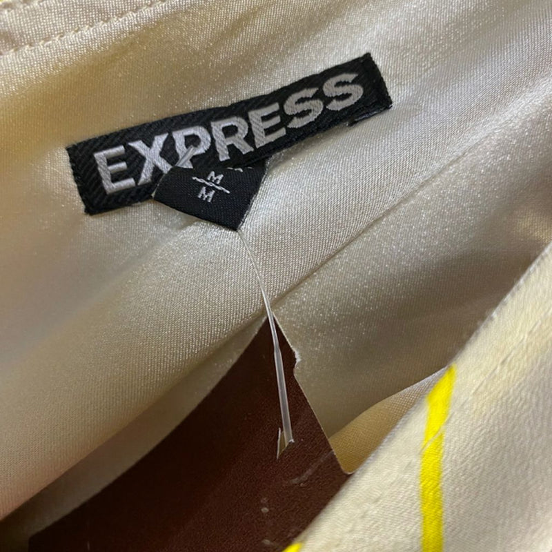 Express Size M Women's Gray-Yellow Pattern Sleeveless Dress