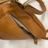 Carla Mancini Caramel Leather Pebbled Crossbody Handbag