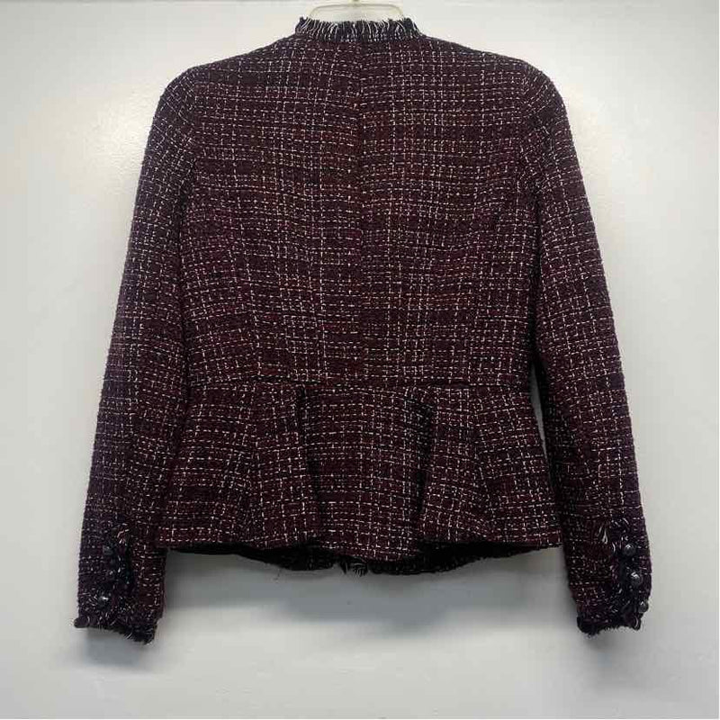 White House Black Market Women's Size 0-XS Burgundy-Multi Tweed Jacket