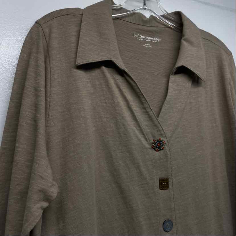 Soft Surroundings Size Xl Women's Tan Solid Tunic Shirt