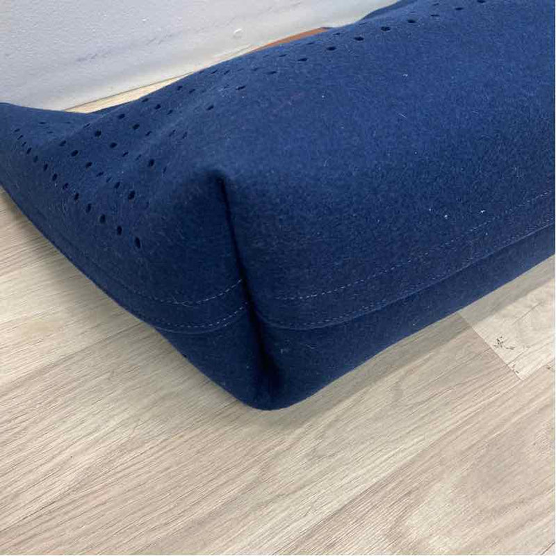 Graf Lantz Navy-Brown Boilded Wool Cutout Tote