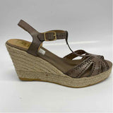 Kanna Size 41-11 Women's Taupe Cut Out Wedge Sandals