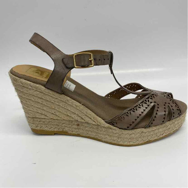 Kanna Size 41-11 Women's Taupe Cut Out Wedge Sandals