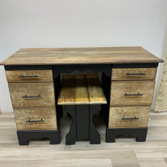 Black Wood Distressed Desk