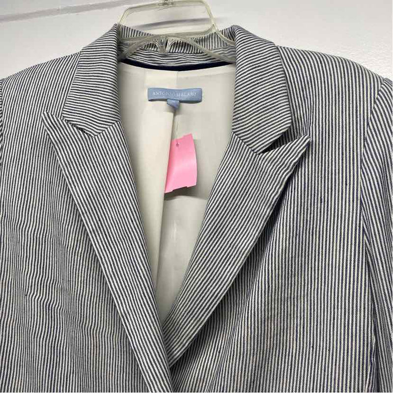 Antonio Melani Women's Size 16-XXL Blue-White Stripe Double Breasted Jacket