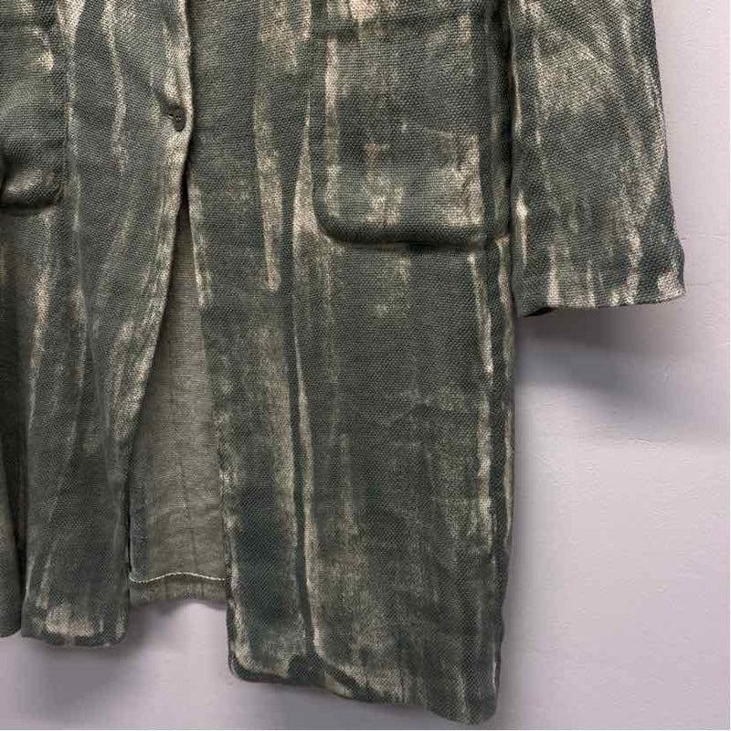 Avant Toi Women's Size S Green-Beige Pattern Button Up Coat