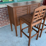 Brown Wood Bar Table w 2 Bar Stools