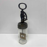Antique Clear Glass Metal Round Butter Churn