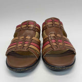 Softspots Size 8.5 Women's Brown Color Block Slip On Sandals