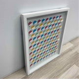 Framed geometric 3D Wall art piece - colorful hexagonal cube motifs