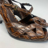 Franco Sarto Size 8 Women's Brass Animal Print Heel Sandals