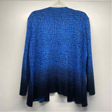 Ming Wang Size 2x Women's Blue-Black Pattern Open Front Long Sleeve Top
