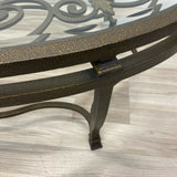 Oval Bronze Iron-Glass Coffee Table