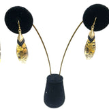 Alexis Bittar Stylized Leaf-Shaped Dangle with Metallic Gold Design  Earrings