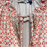 Cabana Life Size S Women's Red-White Geometric Long Sleeve Dress