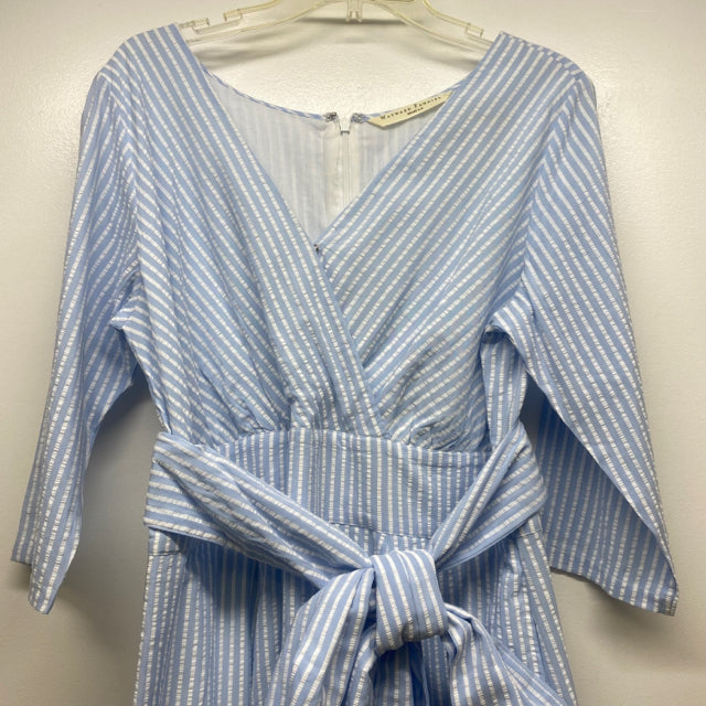 Wayward  Fancies Women's Size 2 Xl-16 Blue-White Striped Long Sleeve Dress