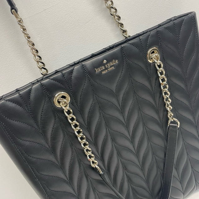 Kate Spade Black Leather Quilted Tote Handbag