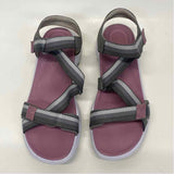 Aetrex Size 7.5-8 Women's Gray Stripe Strappy Sandals
