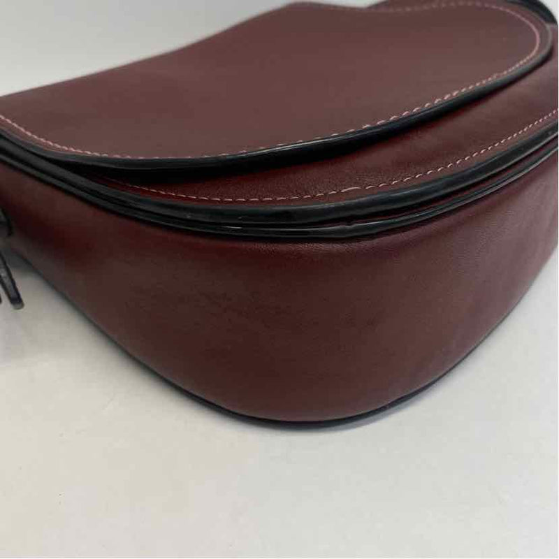 Coach Burgundy Solid Leather Crossbody Handbag