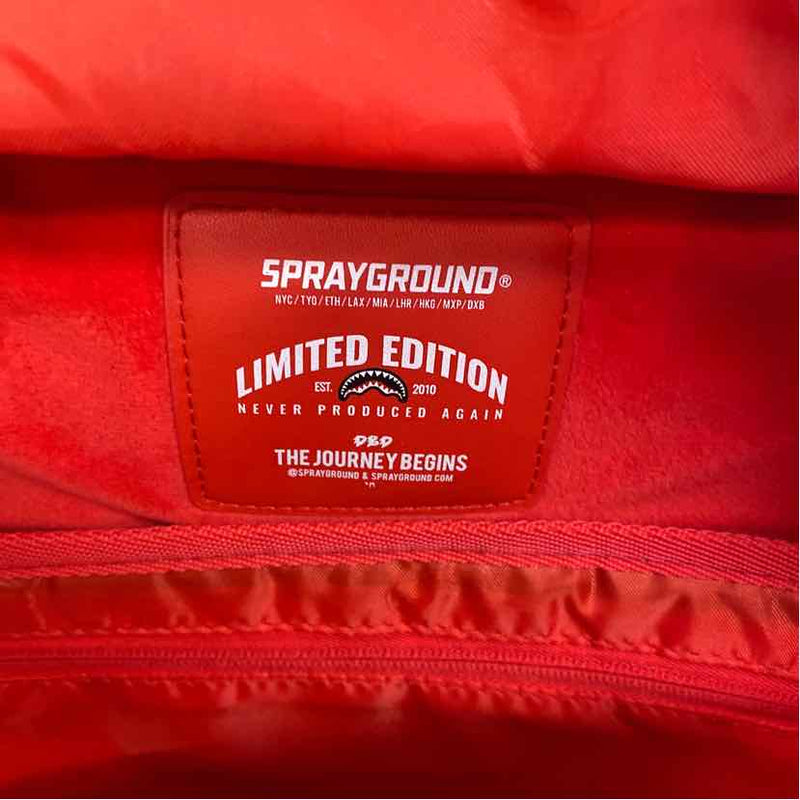 Sprayground Brown-Red Faux Leather Patchwork Backpack