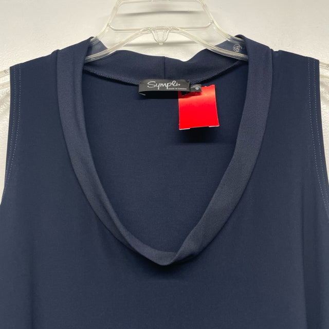 Sympli Size 10-M Women's Navy Solid A Line Dress