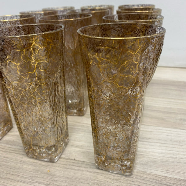 Gold Pattern Tall Glassware - Set of 12