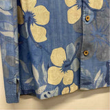 Tommy Bahama Size L Blue-White Silk Floral Men's Men's Short Sleeve Shirt