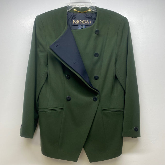 Escada Women's Size M-40 Green Solid Double Breasted Jacket