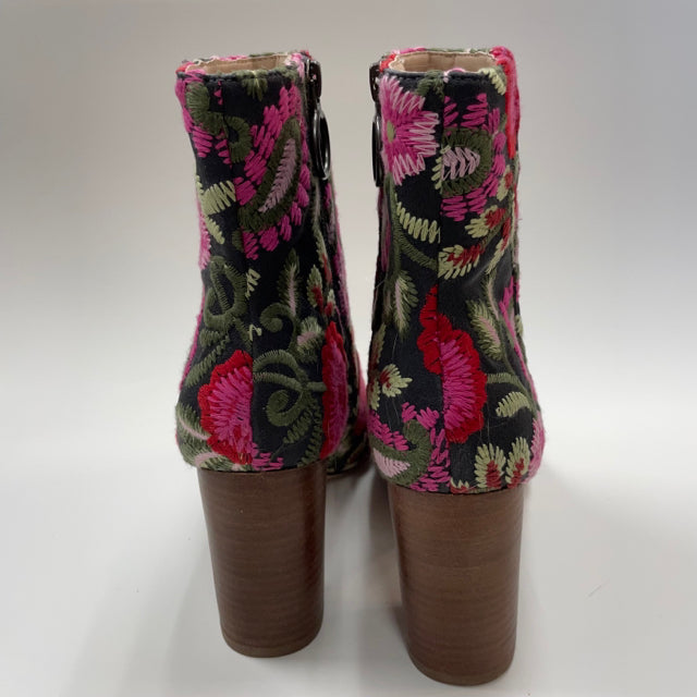 Sole Society Size 6 Women's Pink-Multi Embroidered High Heel Booties