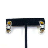 Sterling Silver hoop opal, tiggers eye and black onyx set in sterling  earrings