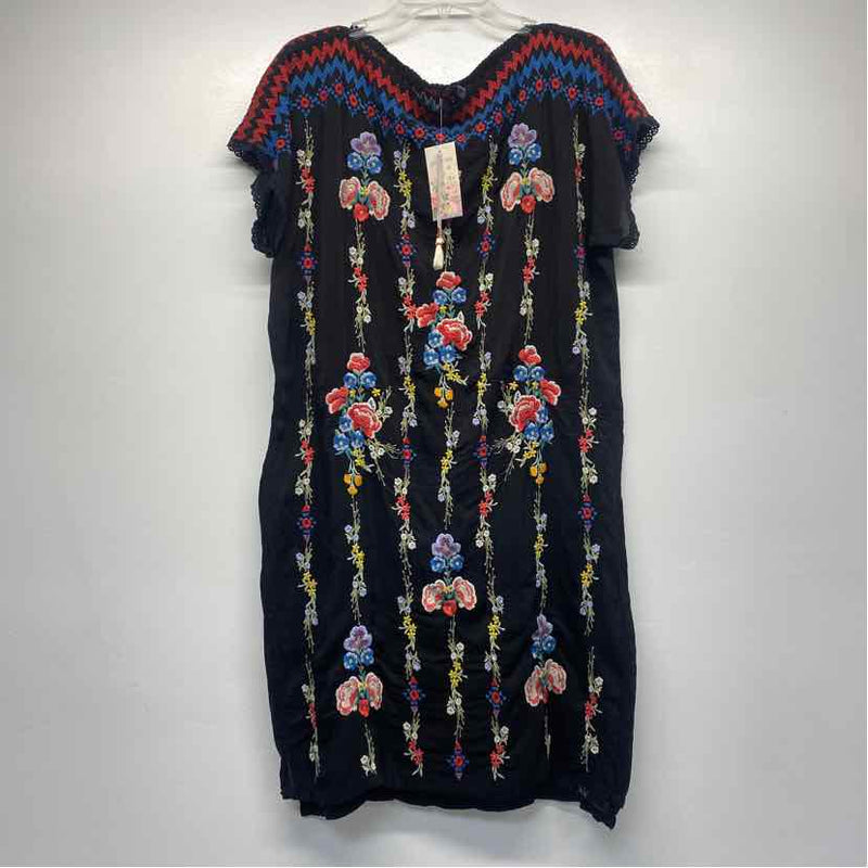 Johnny Was Size M Women's Black-Multi Embroidered Kurta Dress