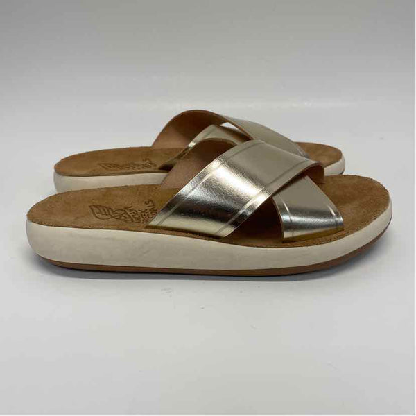 Ancient Greek Sandals Size 38-7 Women's Gold Solid Strappy Sandals