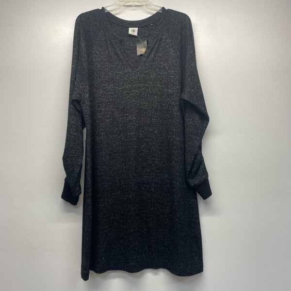 Cabi Women's Size L Black Tweed Long Sleeve Dress