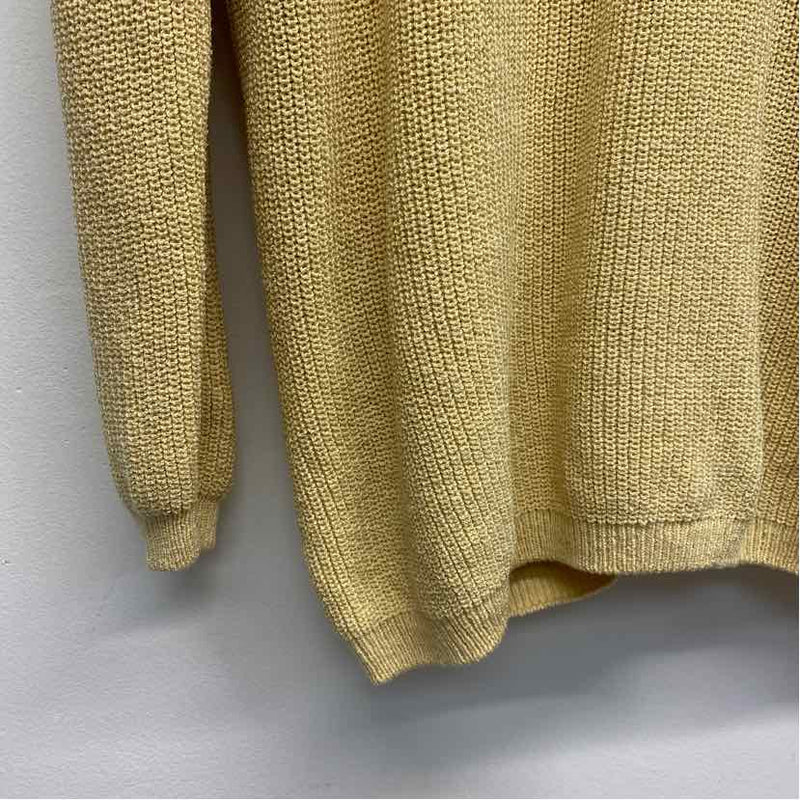 St. John Size M Women's Gold Solid Button Up Sweater