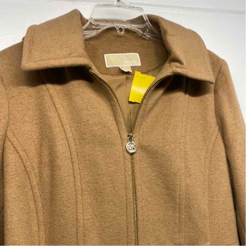 Michael Michael Kors Women's Size L Beige Solid Overcoat Coat