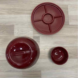 Longaberger Pottery Paprika Ceramic Covered Cave Relish Tray