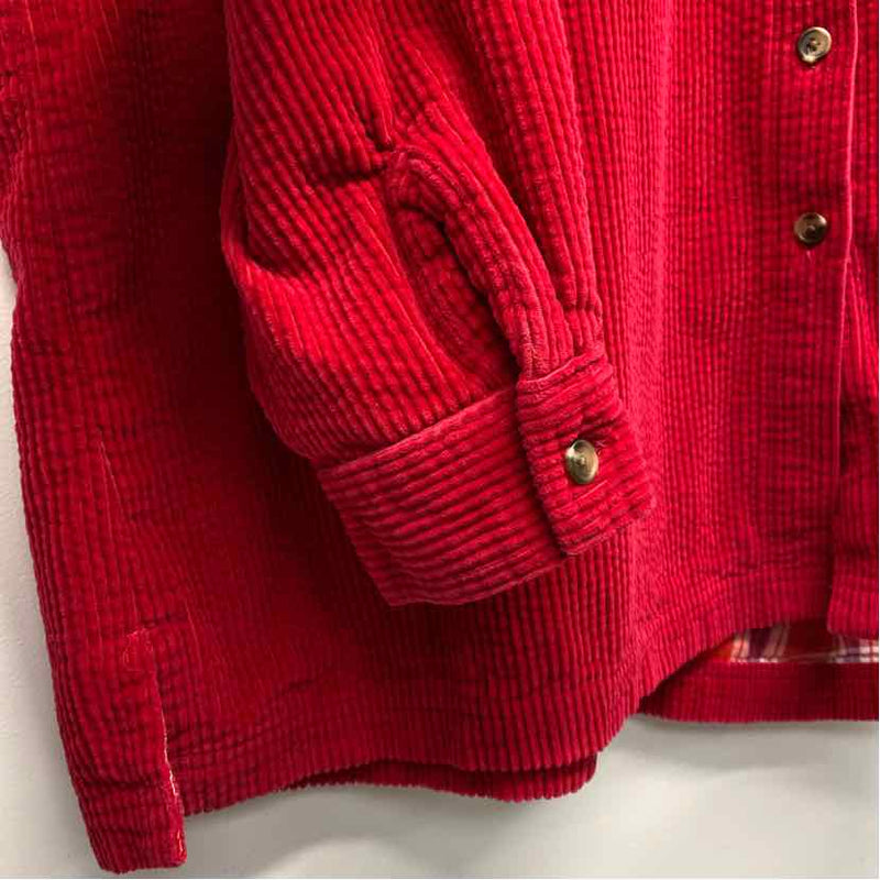 LL Bean Size 2x Women's Red Solid Button Up Shirt