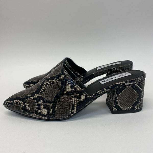 Steve Madden Size 6 Women's Black-Gray Animal Print Mules Shoes