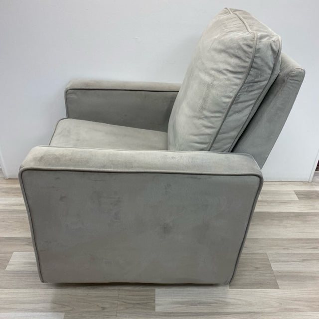 Solid Gray Microsuede Swivel Rocking Chair