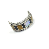 Sterling Silver hoop opal, tiggers eye and black onyx set in sterling  earrings