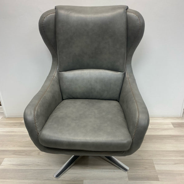 Swivel Gray Leather Chair