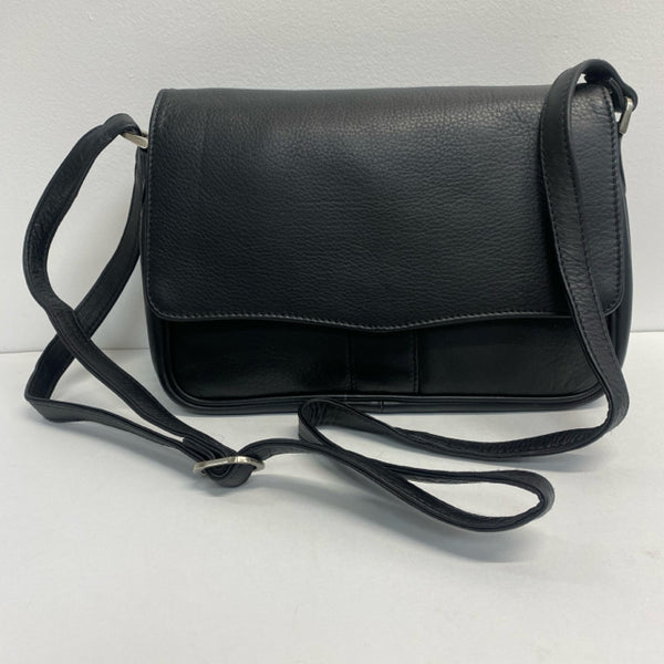 Dee Earl Black Leather Solid Crossbody Handbag