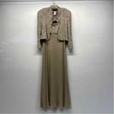 Alex Evenings Size 12-L Women's Beige Color Block Maxi 2 PC Dress
