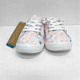 Roxy Size 7 Women's White-Multicolor Pattern Lace Up Sneakers