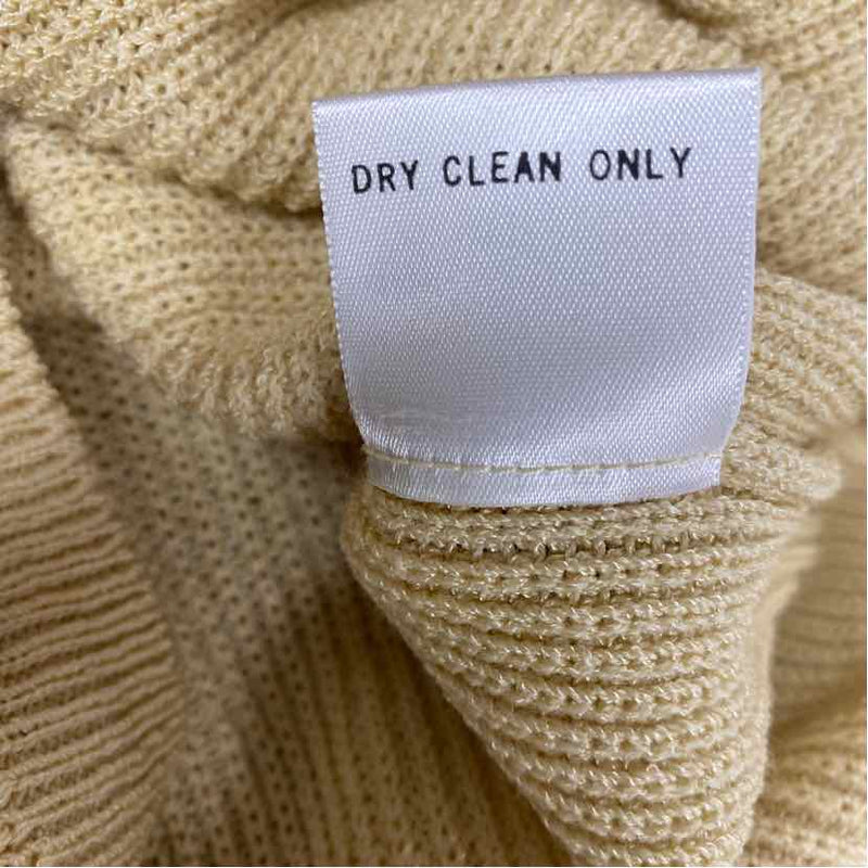 St. John Size M Women's Gold Solid Button Up Sweater