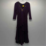 Komarov Size L Women's Purple Beaded Fit And Flare Dress