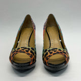 Nine West Size 6.5 Women's Multicolor Animal Print Open Toe Shoes